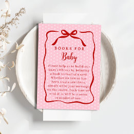 Cartão De Informações Red and Pink Valentines Books For Baby Shower