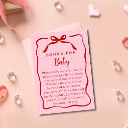 Cartão De Informações Red and Pink Valentines Books For Baby Shower