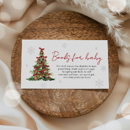 Cartão De Informações Red Bow Christmas Tree Books for Baby Baby Shower