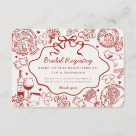 Cartão De Informações Red Pasta Thats Amore Italian Bridal Registry