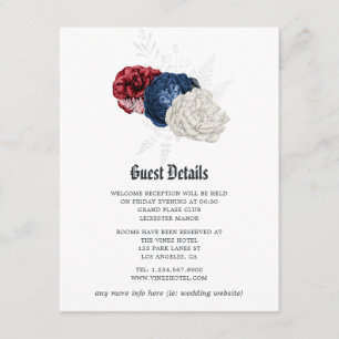 Cartão De Informações Red White e Blue 4 de julho Casamento Detalhes do