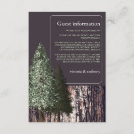 Cartão De Informações Redwoods & Casca, Detalhe de Casamento Rústico