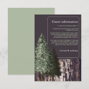 Cartão De Informações Redwoods & Casca, Detalhe de Casamento Rústico