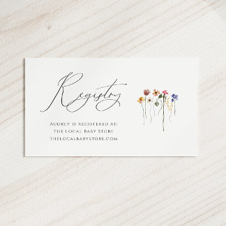 Cartão De Informações Registro Colorido de Bebês de Flor Selvagem