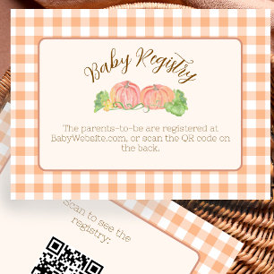 Cartão De Informações Registro de Bebê Little Pumpkins Orange Gingham