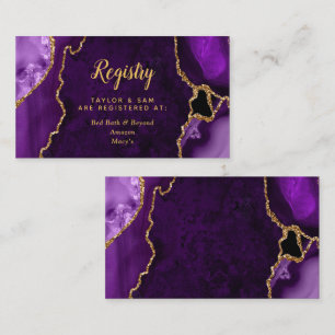 Cartão De Informações Registro de Casamento Ágata Roxo e Dourado