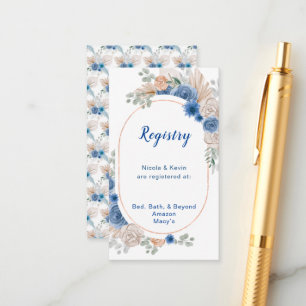 Cartão De Informações Registro de Casamento Boho Blue Pampas Grass