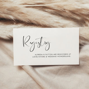 Cartão De Informações Registro de casamento branco e preto elegante e mo