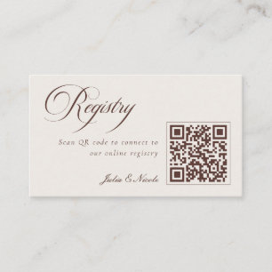Cartão De Informações Registro de Casamento Código QR Marrom Marfim Clás