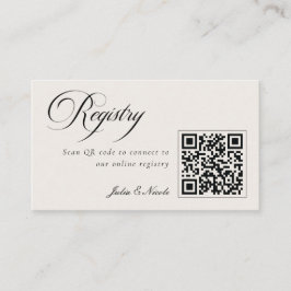 Cartão De Informações Registro de Casamento Código QR Preto Marfim Cláss
