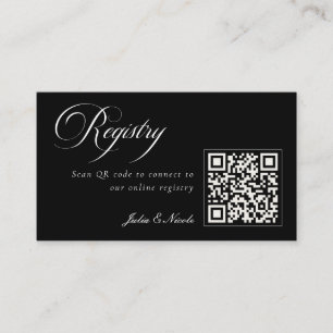 Cartão De Informações Registro de Casamento Código QR Preto Marfim Cláss
