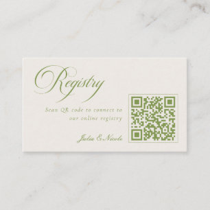 Cartão De Informações Registro de Casamento Código QR Verde Marfim Cláss