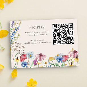 Cartão De Informações Registro de Casamento Código QR Wildflower Country