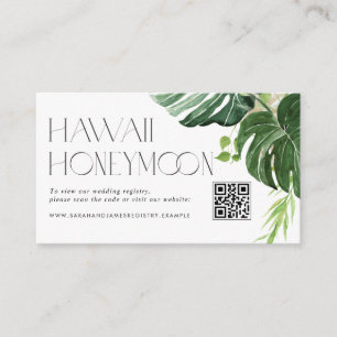Cartão De Informações Registro de Casamento com Código QR Tema Tropical 