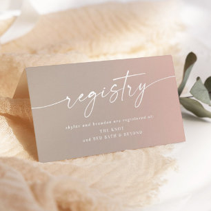 Cartão De Informações Registro de Casamento com Fade Ombre Rosa e Taupe 
