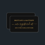 Cartão De Informações Registro de Casamento da Caligrafia Moderna Dourad<br><div class="desc">Cartão de Inserção do Registro de Casamento da Moderna Caligrafia. Preto e Dourado</div>