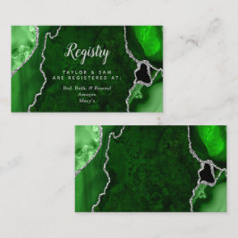 Cartão De Informações Registro de Casamento de Agatas Verdes e Prateadas