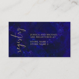 Cartão De Informações Registro de Casamento de Caligrafia Azul Simples M