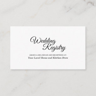 Cartão De Informações Registro de Casamento de Caligrafia Branca Simples