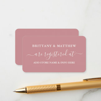 Cartão De Informações Registro de Casamento de Caligrafia Moderna Dusty