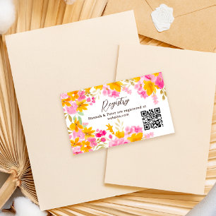 Cartão De Informações Registro de casamento de chuveiro floral rosa amar