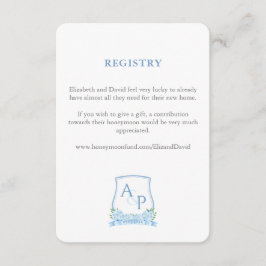 Cartão De Informações Registro De Casamento De Crest Branco E Azul Elega