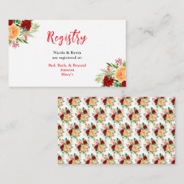 Cartão De Informações Registro de Casamento de Flores Rosas Românticas