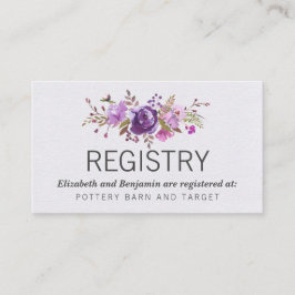 Cartão De Informações Registro de Casamento de Penas de Púrpura de Jardi