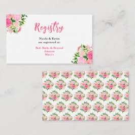Cartão De Informações Registro de Casamento de Rosas Cor-de-Rosa com Fol