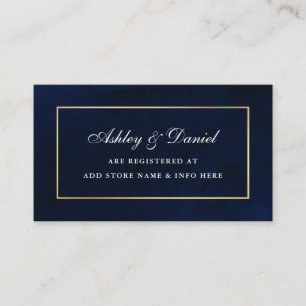 Cartão De Informações Registro de Casamento Dourado Azul Elegante