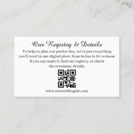 Cartão De Informações Registro de Casamento e RSVP com QR Code Moderno