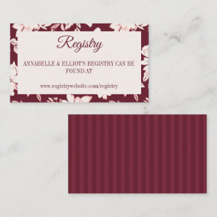 Cartão De Informações Registro de Casamento Elegante com Florais Burgund