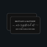 Cartão De Informações Registro de Casamento em Caligrafia Moderna Preto<br><div class="desc">Cartão de Inserção de Registro de Casamento com Caligrafia Moderna e Tendência. Preto e Branco</div>