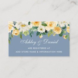 Cartão De Informações Registro de Casamento Floral Branco Amarelo Dusty