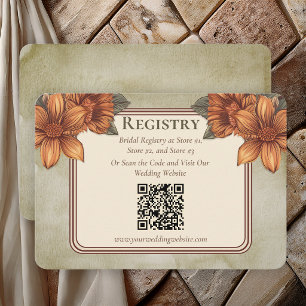 Cartão De Informações Registro de Casamento Floral de Terracota Sage Ele