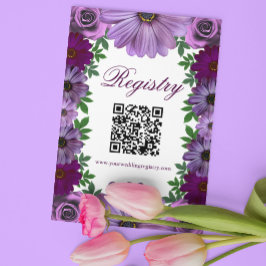 Cartão De Informações Registro de Casamento Floral Roxo Real