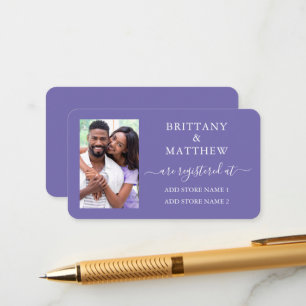 Cartão De Informações Registro de Casamento Foto Caligrafia Periwinkle