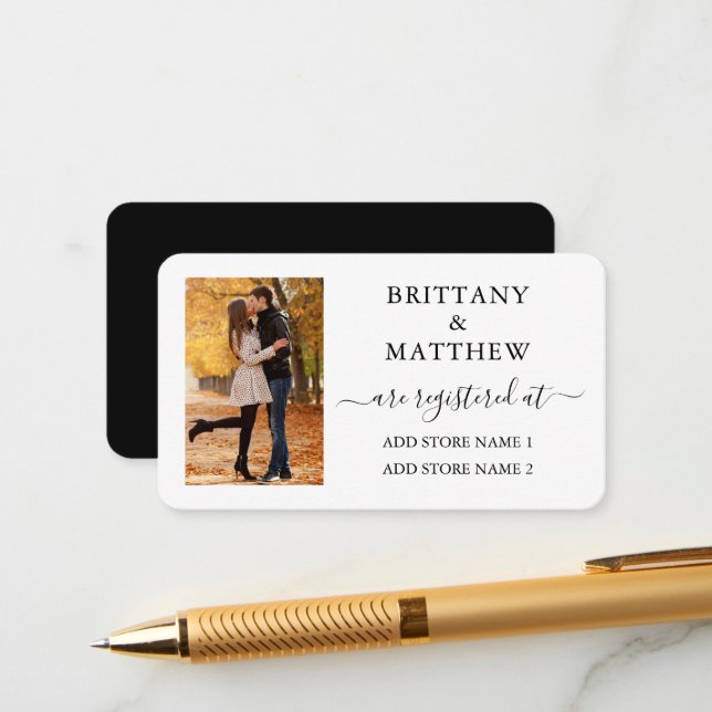 Cartão De Informações Registro de Casamento Foto Caligrafia Preto Branco (Frente/Verso In Situ)