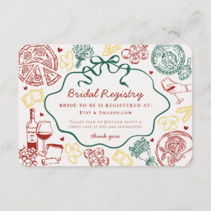 Cartão De Informações Registro de Casamento Italiano Pasta Thats Amore