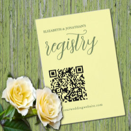 Cartão De Informações Registro de Casamento Mínimo Amarelo e Sage