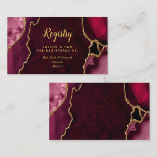 Cartão De Informações Registro de Casamento Red and Gold Agate
