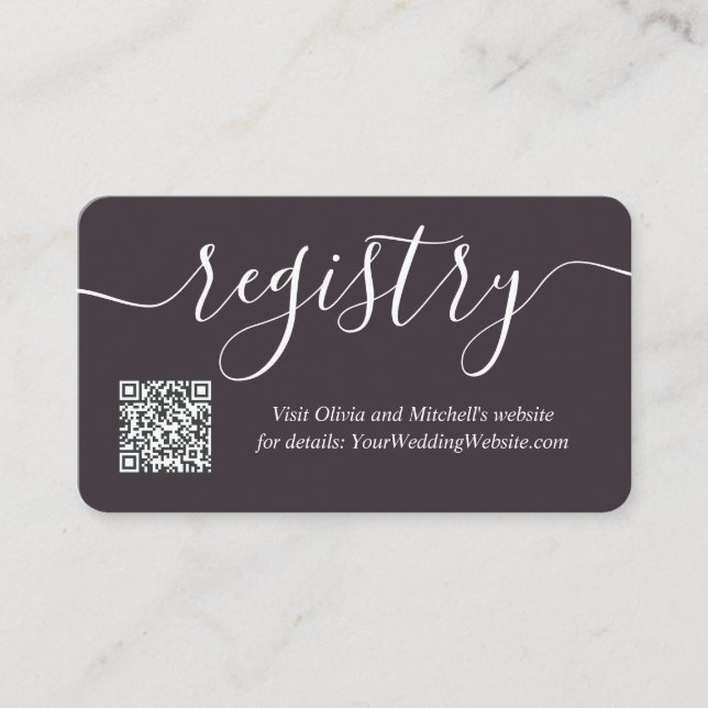 Cartão De Informações Registro de Casamento Simples com Código QR de Let (Frente)