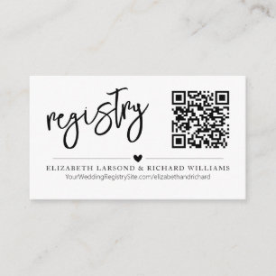 Cartão De Informações Registro de Casamento Simples Moderno QR de Letra 