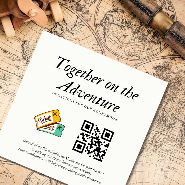 Cartão De Informações Registro De Casamentos Fundo Honeymoon Qr Code Gif (Wedding Registry Honeymoon Fund Qr Code Gift Enclosure Card)