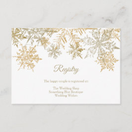 Cartão De Informações Registro de Casamentos no inverno Elegante Dourado