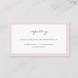 Cartão De Informações Registro de Casamentos Verdes Simples Rosa Elegant