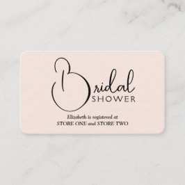 Cartão De Informações Registro de Chá de Noiva Moderno Rosa Bege