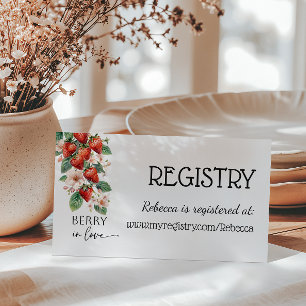 Cartão De Informações Registro de Chá de Noiva Morango Berry in Love