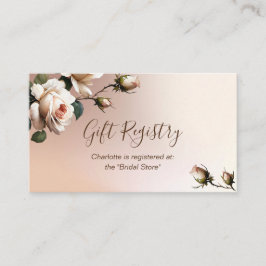 Cartão De Informações Registro de Chá de Noiva Rosa Bege Luxuoso