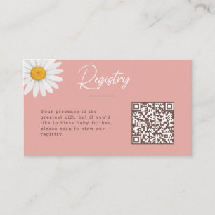 Cartão De Informações Registro de Chás de Bebê Floral Rosa Bege Daisy